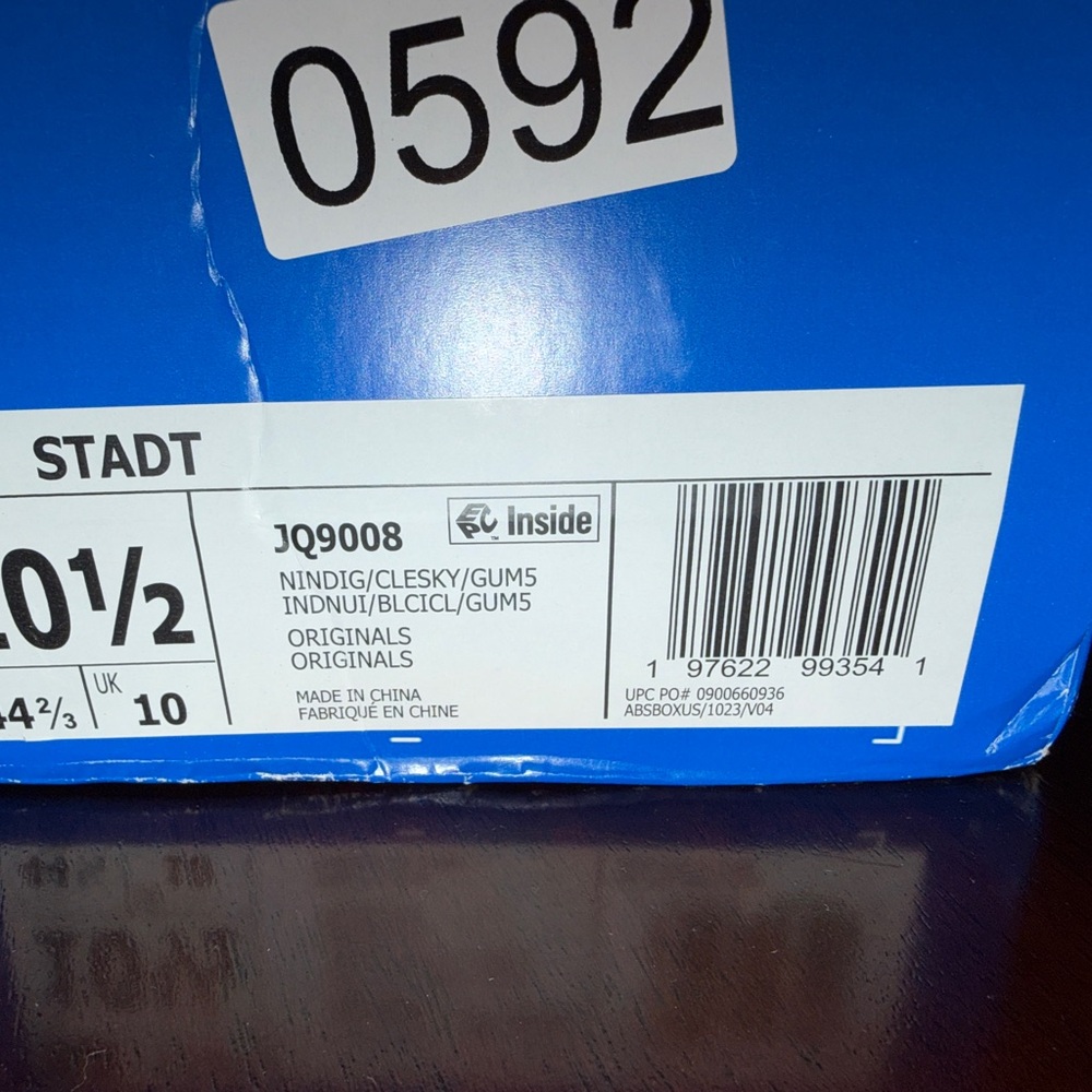 Adidas STADT Night Indigo Navy Gum Men’s Sneakers with White Stripes - Picture 2 of 8